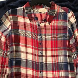 Olive & Oak plaid button down long sleeve top -med